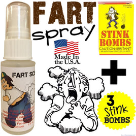 1 Liquid Fart Spray Scent Bottle Mister + 3 Stink Bomb Ass Smelly Crap ~ COMBO