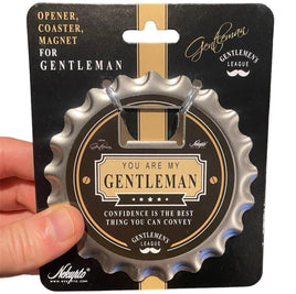 High End Gentlemens League Stainless Steel Bottle Opener and Coaster Beer Combo