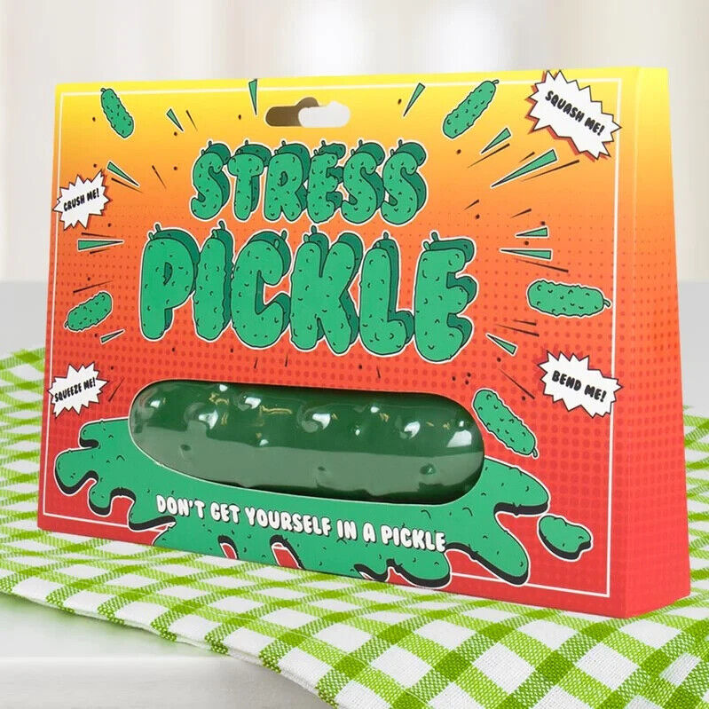 Pickle Squeeze Stress Squish Fidget Toy - Don't Stress Yourself in a Pickle