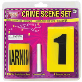 Police Crime Scene Set: 100 Feet Tape + 1 Chalk + 5 Evidence Markers - Prop Kit