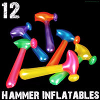 12 Neon Hammer Tool Inflatables ~ Blow Up Pool Party Fun Kids Toy Game Favors
