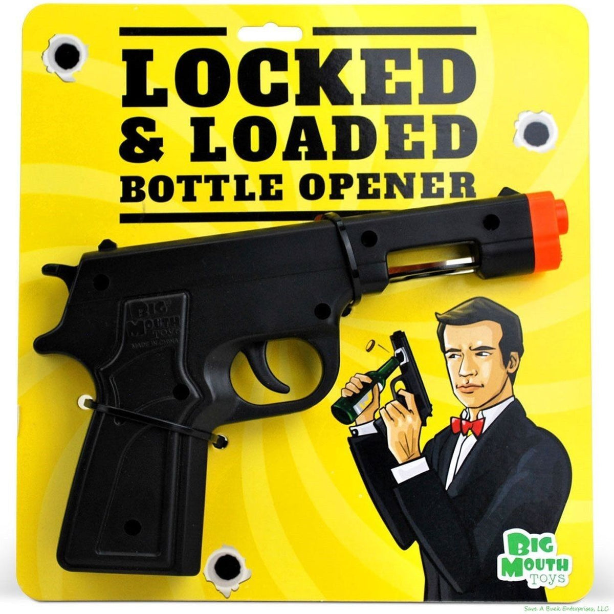 Locked & Loaded Gun Beer Bottle Cap Opener - 007 James Bond Bar Tool - BigMouth