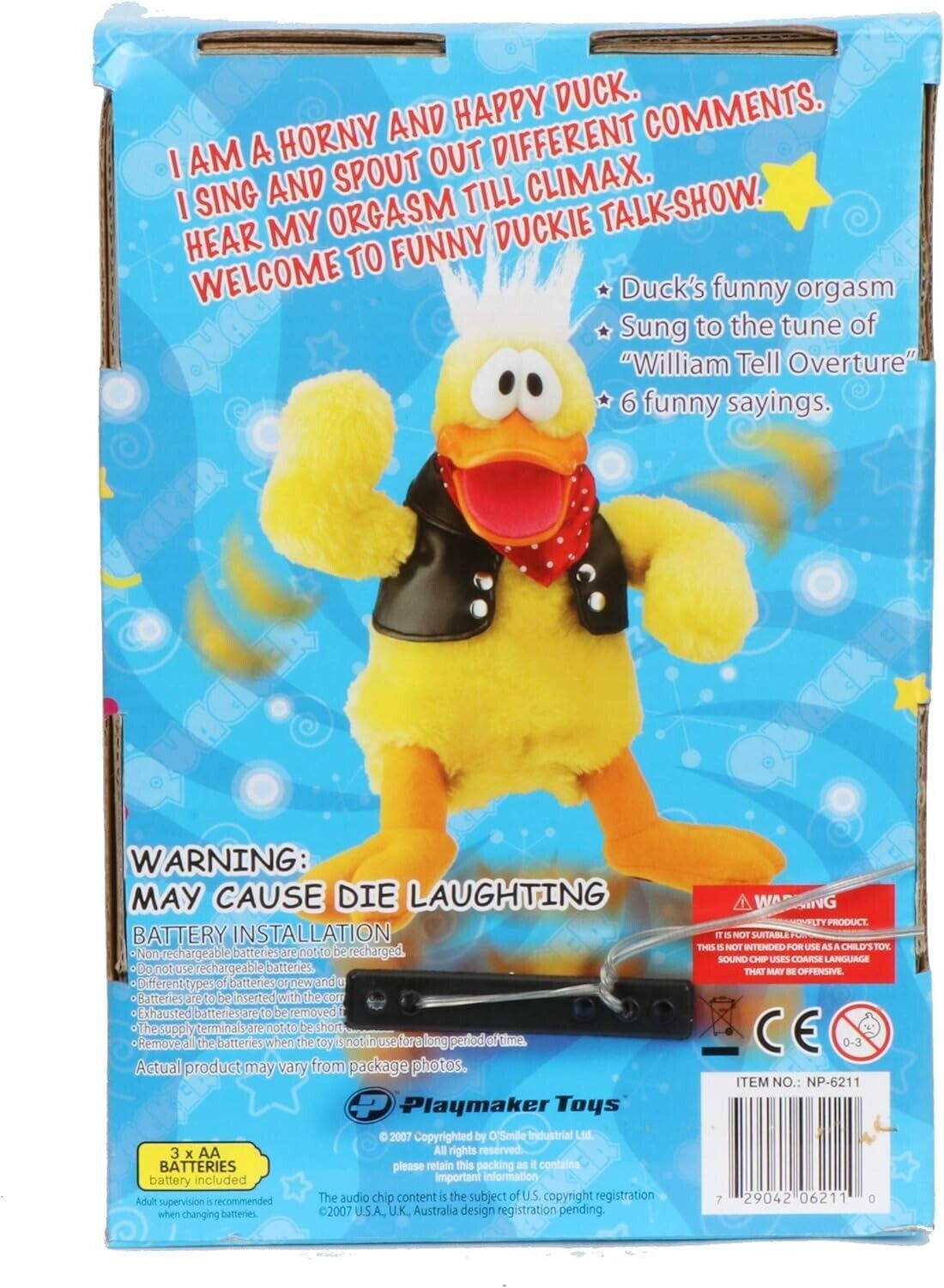 Quacker The Naughty Duckie – Canard parlant offensif grossier – Blague cadeau pour adulte