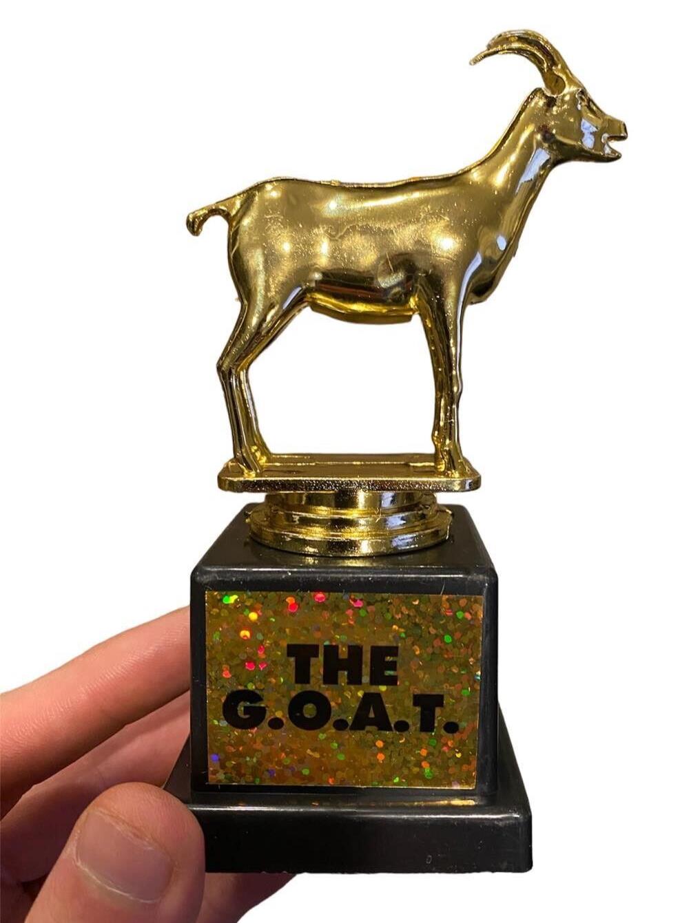 G.O.A.T. Trophy - Greatest of all Time - Funny Novelty Golden Award Kids-Adults