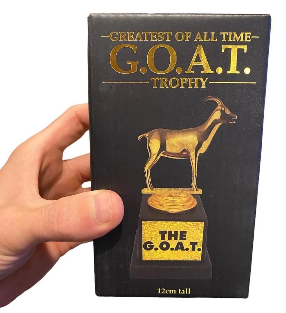 G.O.A.T. Trophy - Greatest of all Time - Funny Novelty Golden Award Kids-Adults