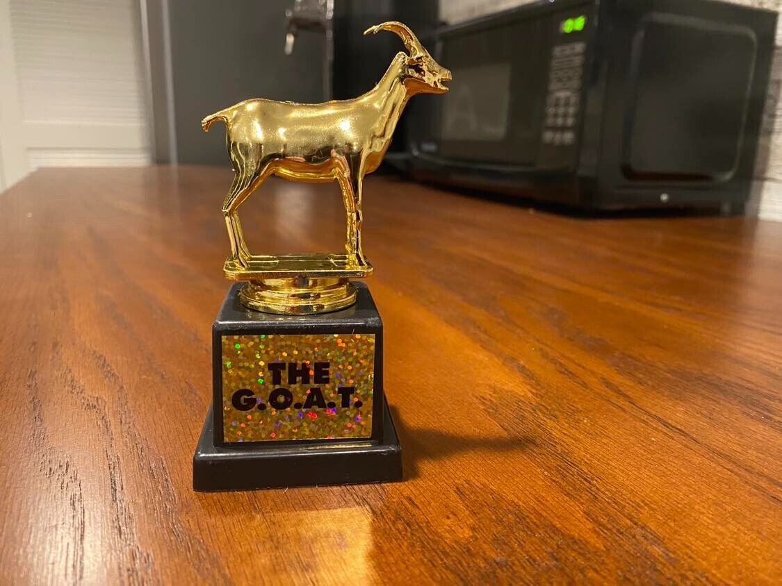 G.O.A.T. Trophy - Greatest of all Time - Funny Novelty Golden Award Kids-Adults