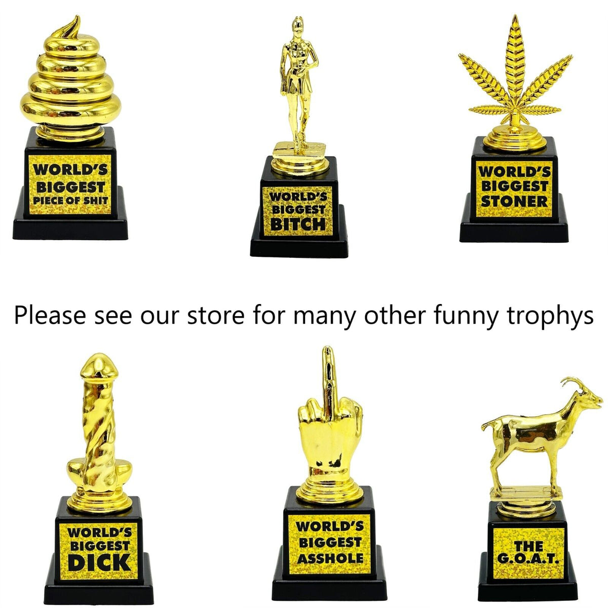 G.O.A.T. Trophy - Greatest of all Time - Funny Novelty Golden Award Kids-Adults