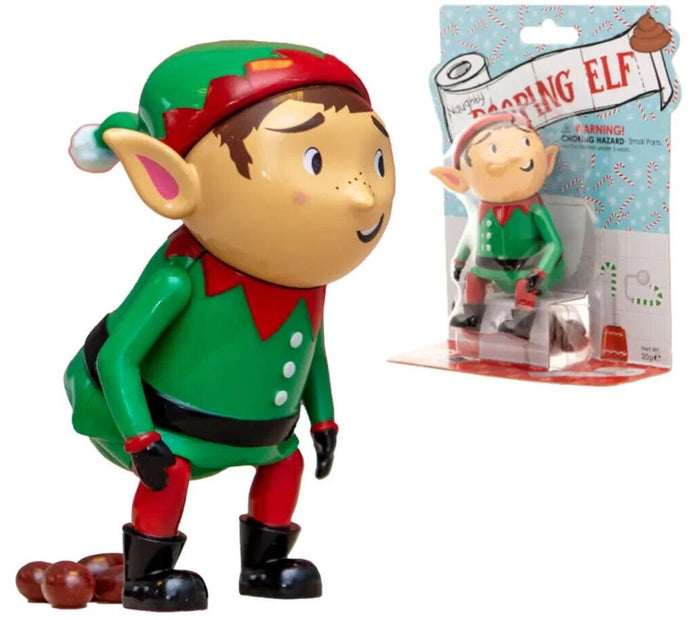 Naughty Pooping Elf - Dispenses Tasty Candy Jelly Beans - Christmas Toy Gift