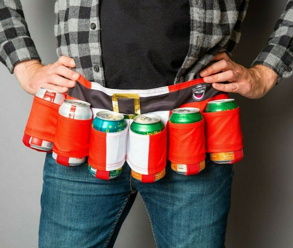 THE CHRISTMAS SANTA BEER BELT 6 Pack Beer Holster Bottles or Cans - BigMouth Inc