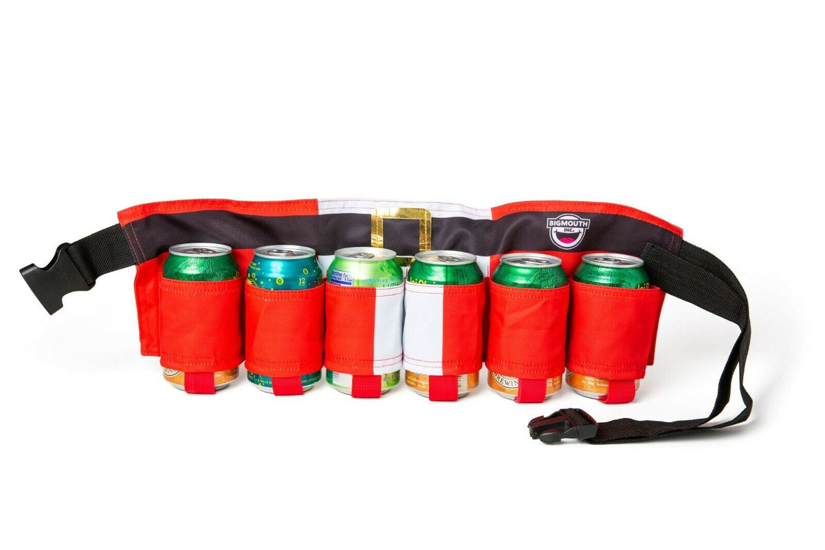 THE CHRISTMAS SANTA BEER BELT 6 Pack Beer Holster Bottles or Cans - BigMouth Inc