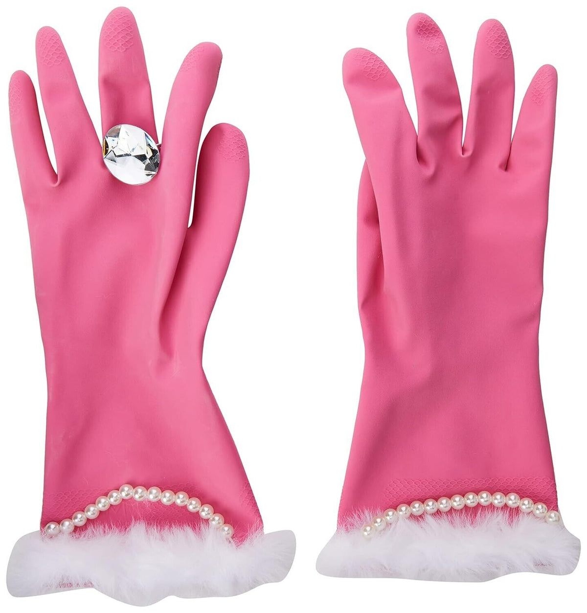 Gants Glam de Luxe Diamant Rose &amp; Nacré - Lavage Ménager Nettoyage Cuisine