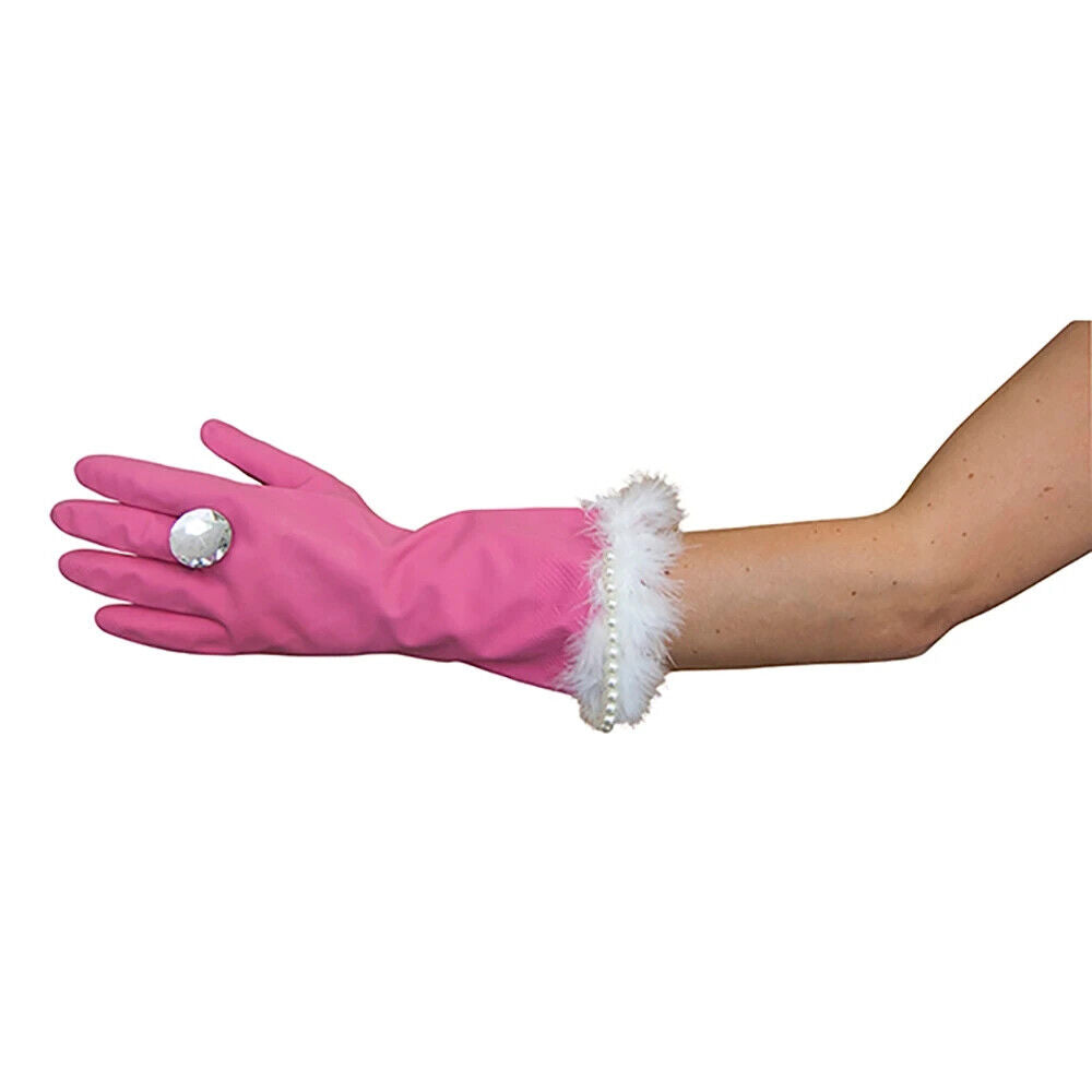 Gants Glam de Luxe Diamant Rose &amp; Nacré - Lavage Ménager Nettoyage Cuisine