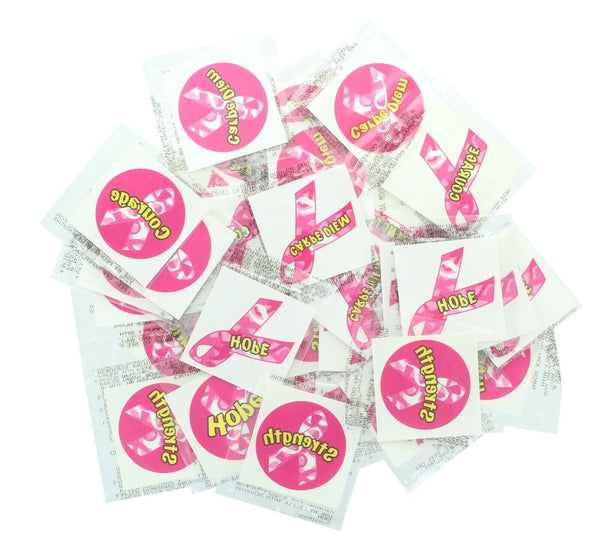 36  Pink Breast Cancer Awareness Ribbon Temporary Tattoo Camo Camouflage (3 dz)