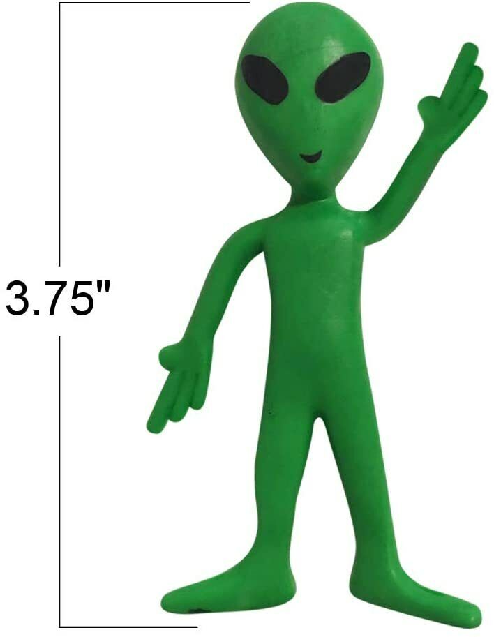 12 figuras de acción de extraterrestre verdes flexibles, juguetes de goma del espacio exterior - Área 51