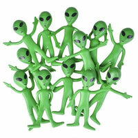 12 figuras de acción de extraterrestre verdes flexibles, juguetes de goma del espacio exterior - Área 51