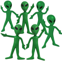 12 Bendable Green Alien Action Figure Outer Space Rubber Toys - Area 51