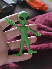 12 Bendable Green Alien Action Figure Outer Space Rubber Toys - Area 51