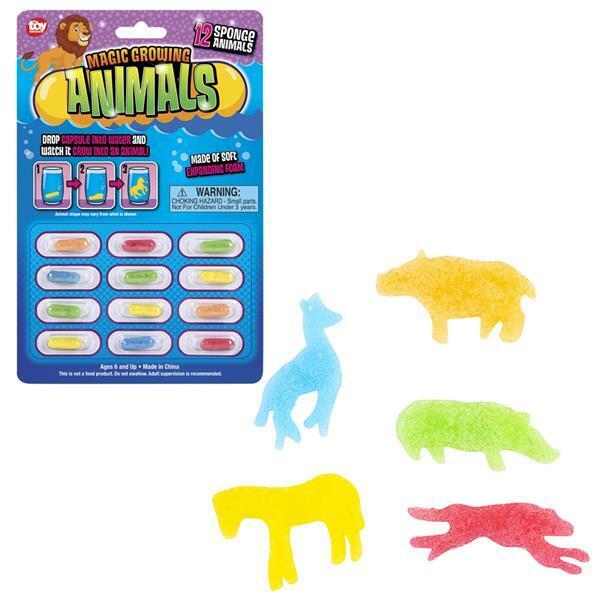 12pk MAGIC GROWING ANIMAL CAPSULES - Just Add Water - Expanding Sponge Foam Toys