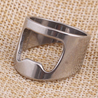 2 Pcs Punk Mens Stainless Steel Finger Ring Bottle Opener Bar Beer Tool Jewelry