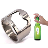 2 Pcs Punk Mens Stainless Steel Finger Ring Bottle Opener Bar Beer Tool Jewelry