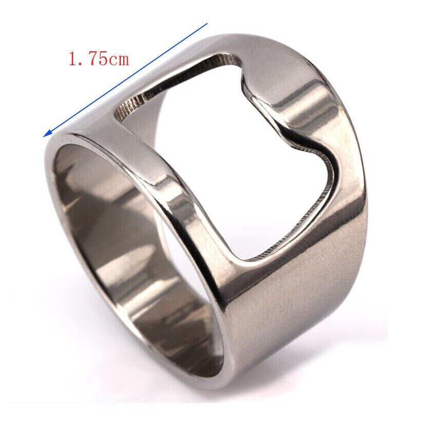 2 Pcs Punk Mens Stainless Steel Finger Ring Bottle Opener Bar Beer Tool Jewelry