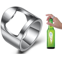 2 Pcs Punk Mens Stainless Steel Finger Ring Bottle Opener Bar Beer Tool Jewelry