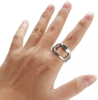 2 Pcs Punk Mens Stainless Steel Finger Ring Bottle Opener Bar Beer Tool Jewelry