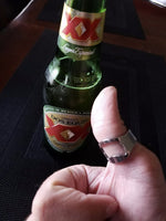 2 Pcs Punk Mens Stainless Steel Finger Ring Bottle Opener Bar Beer Tool Jewelry