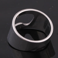 2 Pcs Punk Mens Stainless Steel Finger Ring Bottle Opener Bar Beer Tool Jewelry