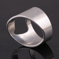 2 Pcs Punk Mens Stainless Steel Finger Ring Bottle Opener Bar Beer Tool Jewelry