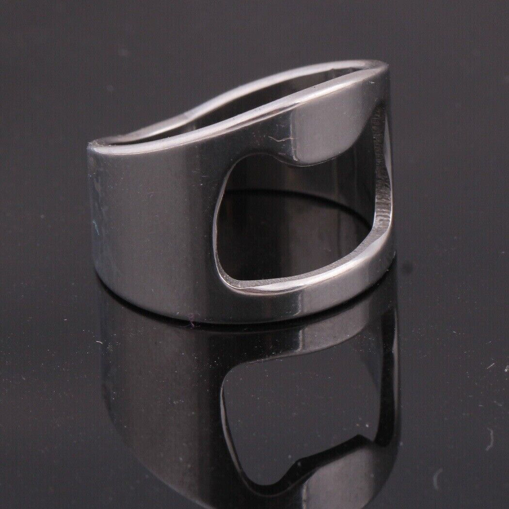 2 Pcs Punk Mens Stainless Steel Finger Ring Bottle Opener Bar Beer Tool Jewelry