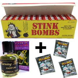 36 bombas fétidas + 1 botella de perfume fétida + 3 bolsas de bombas de pedos ~ GaG COMBO SET