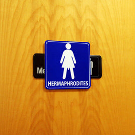 Prank Restaurant Bar Office Bathroom Plastic Sign: HERMAPHRODITES