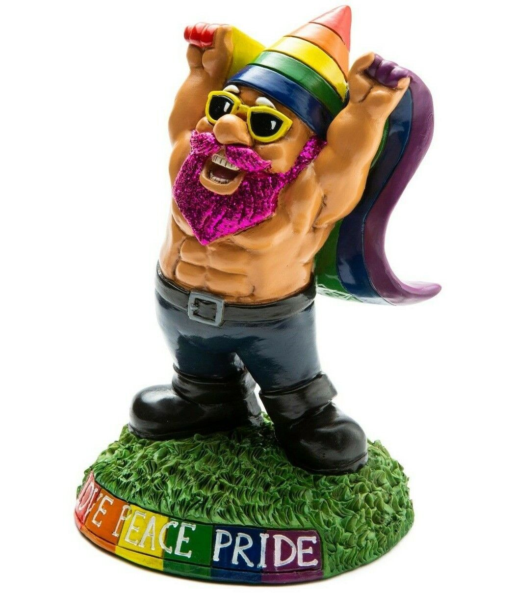 GAY PRIDE LGBT RAINBOW - Garden Gnome Outdoor Yard Statue Sculpture - BigMouth