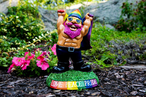 GAY PRIDE LGBT RAINBOW - Garden Gnome Outdoor Yard Statue Sculpture - BigMouth