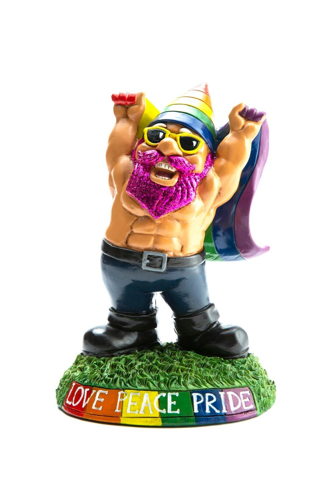 GAY PRIDE LGBT RAINBOW - Garden Gnome Outdoor Yard Statue Sculpture - BigMouth