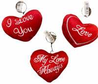 3 - 80's Vintage Pull String Vibrating Stuffed Hearts Key Chain Ring Valentine