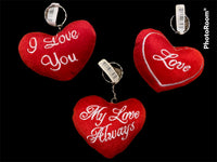 3 - 80's Vintage Pull String Vibrating Stuffed Hearts Key Chain Ring Valentine