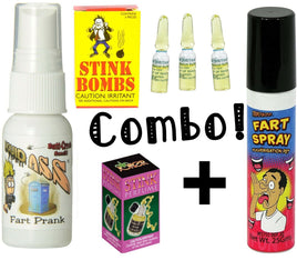 1 Liquid Ass + 1 Fart Spray Can + 3 Stink Vials + 1 Stink Perfume ~ GaG Joke Set