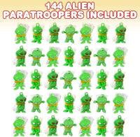 144 MINI GALACTIC GREEN ALIEN PARATROOPER UFO Enfant Enfant Parachute Jouet - 1 brut