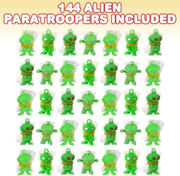 144 MINI GALACTIC GREEN ALIEN PARATROOPER UFO Enfant Enfant Parachute Jouet - 1 brut