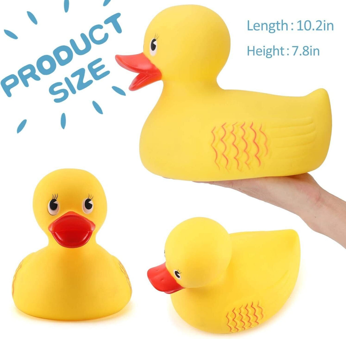 Jumbo Squeaky Rubber Ducky 10.5" - Bath Pool Child Kid Baby Play Duck Duckie Toy