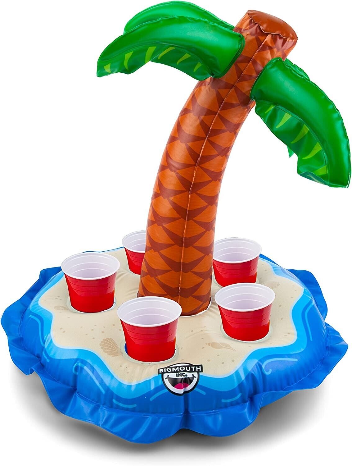 JUMBO Drink Beer - Portavasos para 5 fiestas, flotador inflable para piscina con palmera