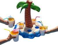 JUMBO Drink Beer - Portavasos para 5 fiestas, flotador inflable para piscina con palmera