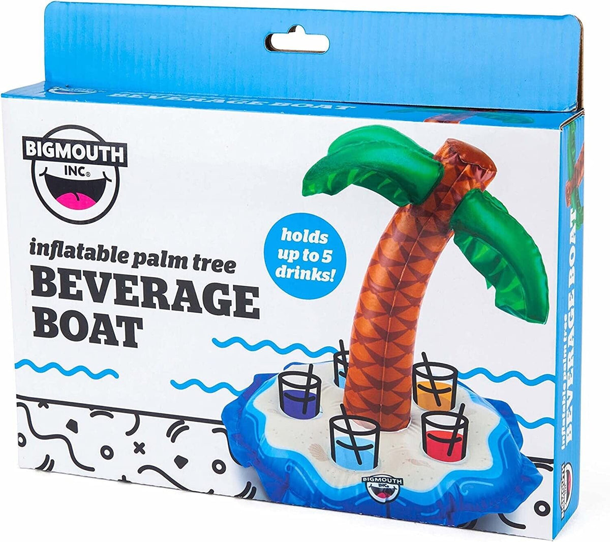 JUMBO Drink Beer - Portavasos para 5 fiestas, flotador inflable para piscina con palmera