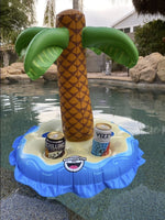 JUMBO Drink Beer - Portavasos para 5 fiestas, flotador inflable para piscina con palmera