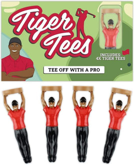 Tiger Golf Tees 4-Pack - Tee off Like a Pro Tiger Woods - Funny Novelty Gift Set