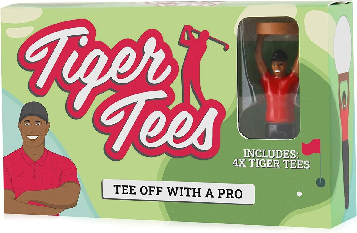 Tiger Golf Tees 4-Pack - Tee off Like a Pro Tiger Woods - Funny Novelty Gift Set