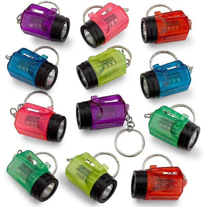 12 Mini Flashlight Keychains Assorted Neon Colors Party Favor Toys (1 dozen)