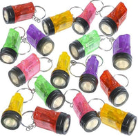 12 mini porte-clés lampe de poche couleurs fluo assorties jouets de fête (1 douzaine)